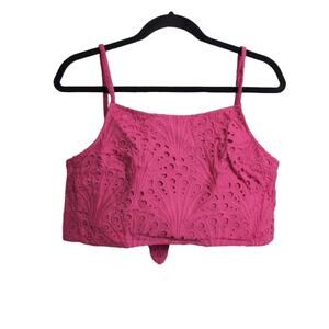 NWT Andie The Santiago Crop Top Eyelet Rosette Tie Back Boho S